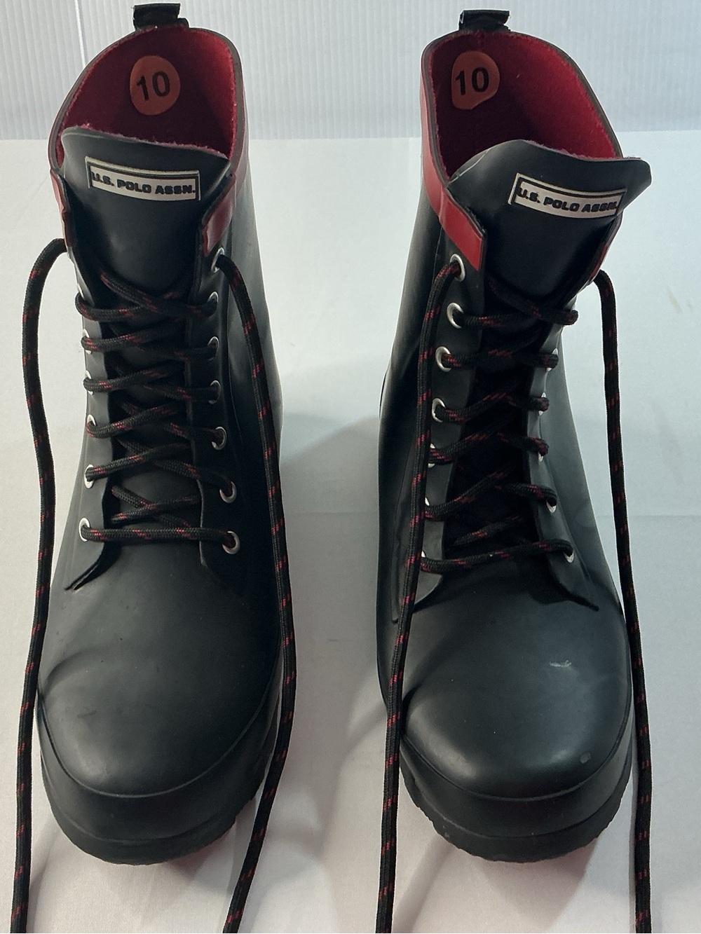 U.S. Polo Assn. Black and Red Lace-Up Ankle Boots